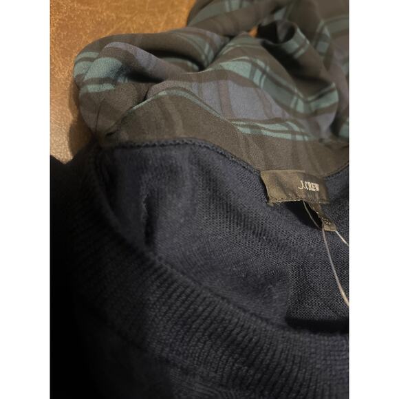 New J Crew Merino Wool Tie Neck Sweater Blackwatch Plaid NWT Sz L - Picture 5 of 5